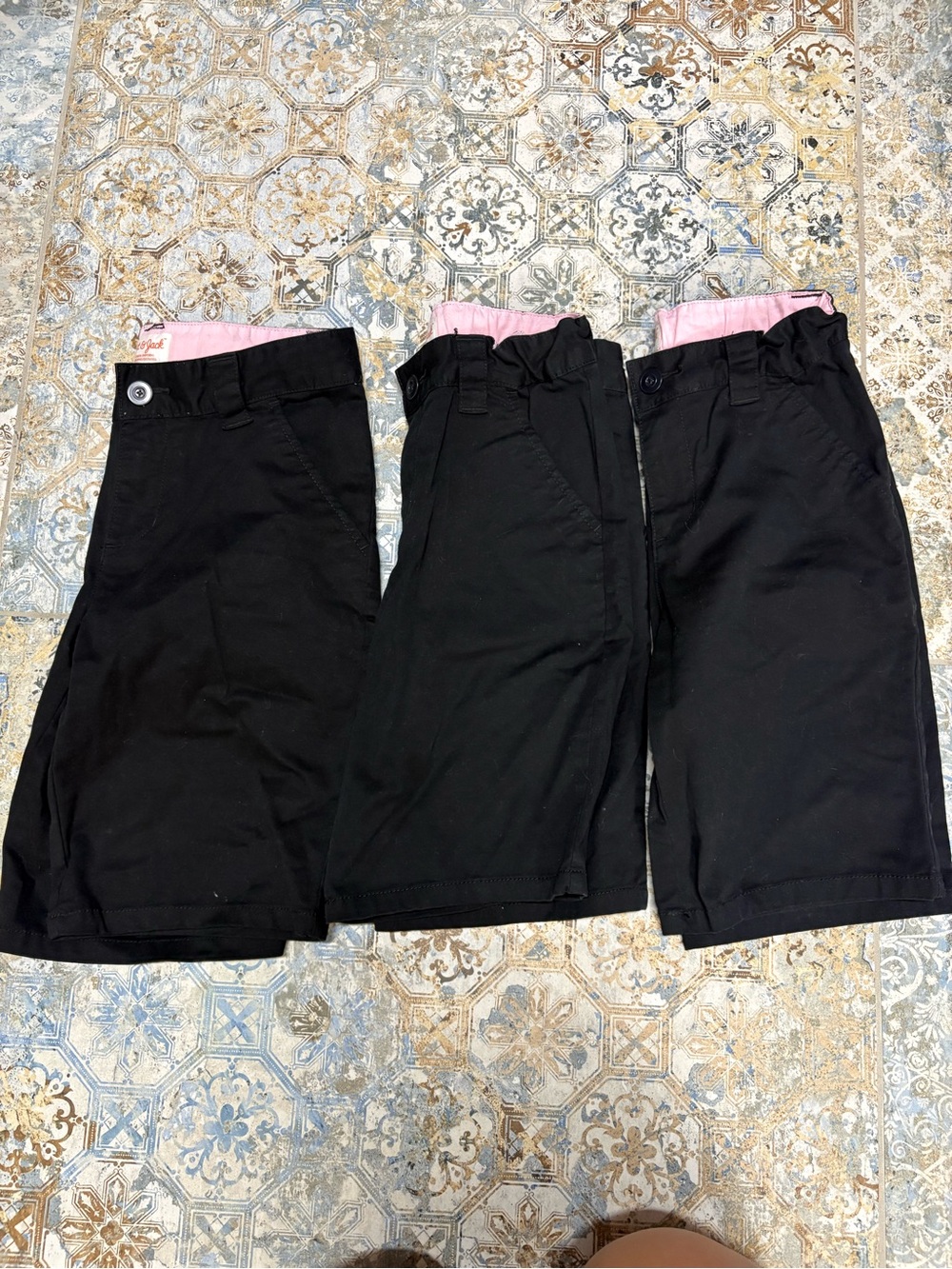 Cat & Jack Black Shorts with Pink Waistband Trim
